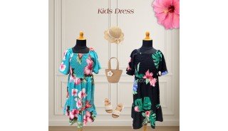  Hot Sale Rayon Floral Kids Dress